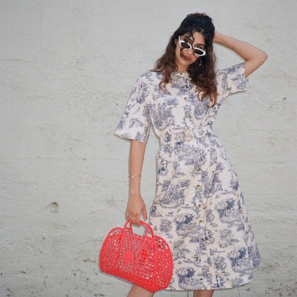 Rachel Antonoff Benay Shirtdress in Manhunt Toile
